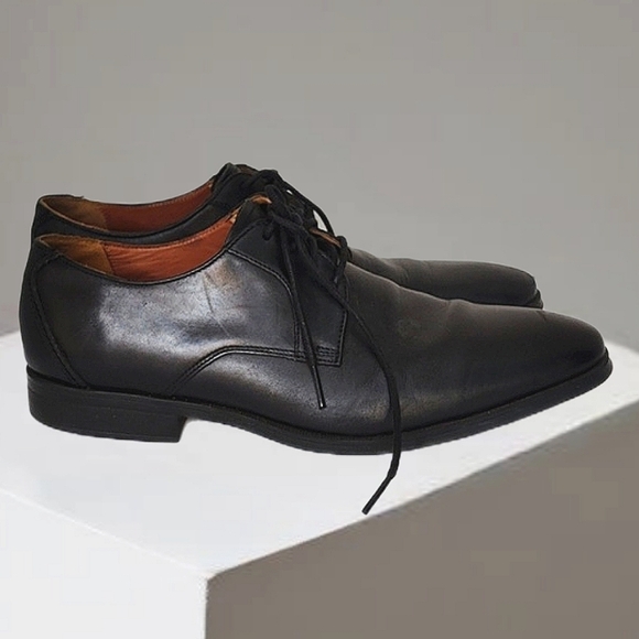 Clarks Men's Black Leather Dress Shoes Size 10 - Picture 1 of 10